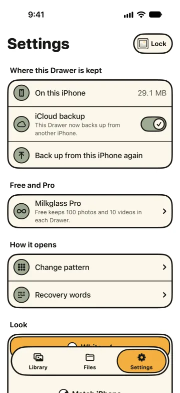 Settings on the earlier iPhone: “This Drawer now backs up from another iPhone”, with the button “Back up from this iPhone again”.