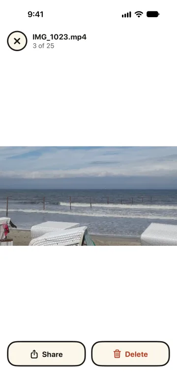A video of waves on a beach, playing inside the Drawer.